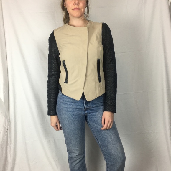 Leather-sleeved Jacket - Picture 8 of 8